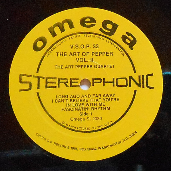 Art Pepper Quartet - The Art Of Pepper Vol. II (Vinyl, LP, Album, Reissue, Stereo) Very Good Plus (VG+) / Very Good Plus (VG+)