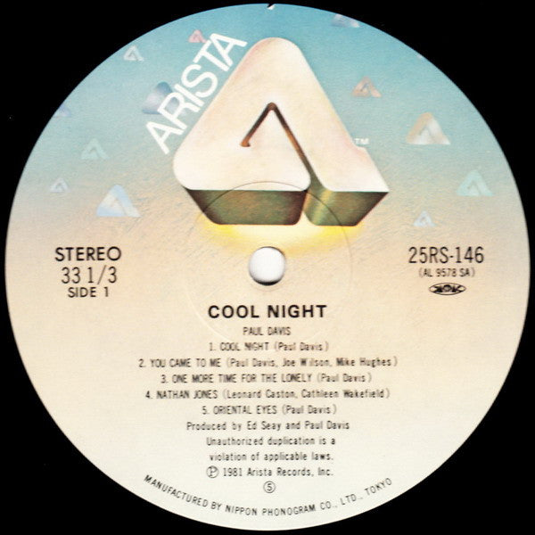 Paul Davis (3) - Cool Night (Vinyl, LP, Album, Stereo)