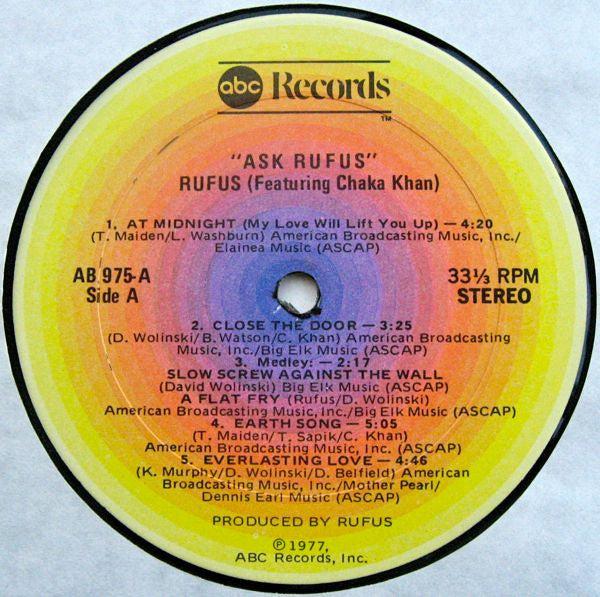 Rufus & Chaka Khan - Ask Rufus (Vinyl, LP, Album) Very Good (VG) / Good (G)