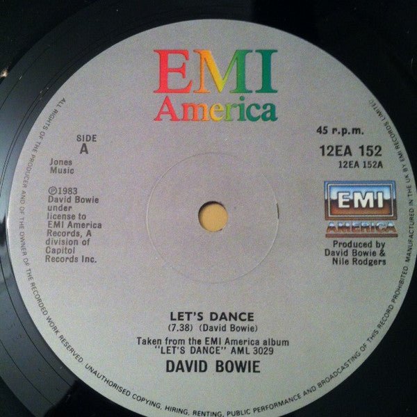 David Bowie - Let's Dance (Vinyl, 12", 45 RPM, Single) Good Plus (G+) / Good Plus (G+)