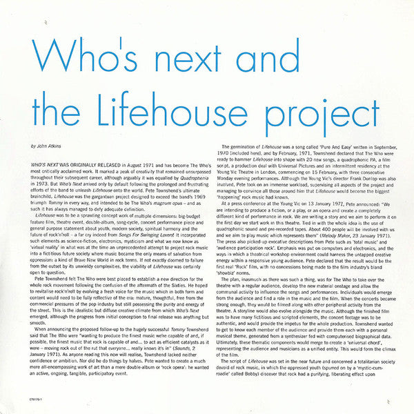 The Who - Who's Next (3xVinyl, LP, Album, Deluxe Edition, Remastered) Very Good Plus (VG+) / Very Good (VG)