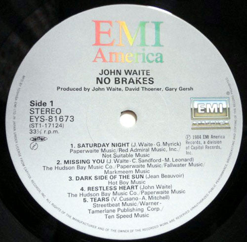 John Waite - No Brakes (Vinyl, LP, Album)