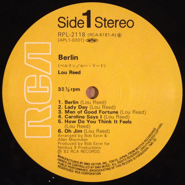 Lou Reed - Berlin (Vinyl, LP, Album, Reissue) Very Good (VG) / Very Good (VG)