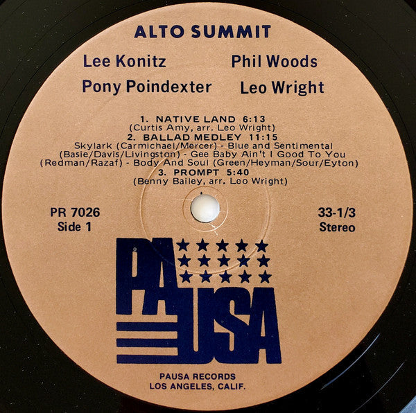Lee Konitz - Alto Summit (Vinyl, LP, Album, Stereo) Good Plus (G+) / Very Good (VG)