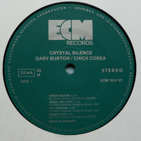 Gary Burton / Chick Corea - Crystal Silence (Vinyl, LP, Album, Reissue) Very Good Plus (VG+) / Very Good Plus (VG+)