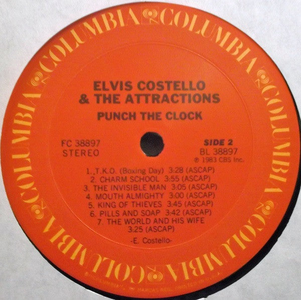 Elvis Costello & The Attractions - Punch The Clock (Vinyl, LP, Album, Stereo) Very Good (VG) / Good Plus (G+)
