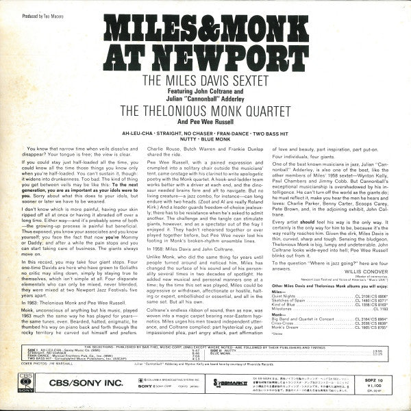 The Miles Davis Sextet - Miles & Monk At Newport (Vinyl, LP, Album,...