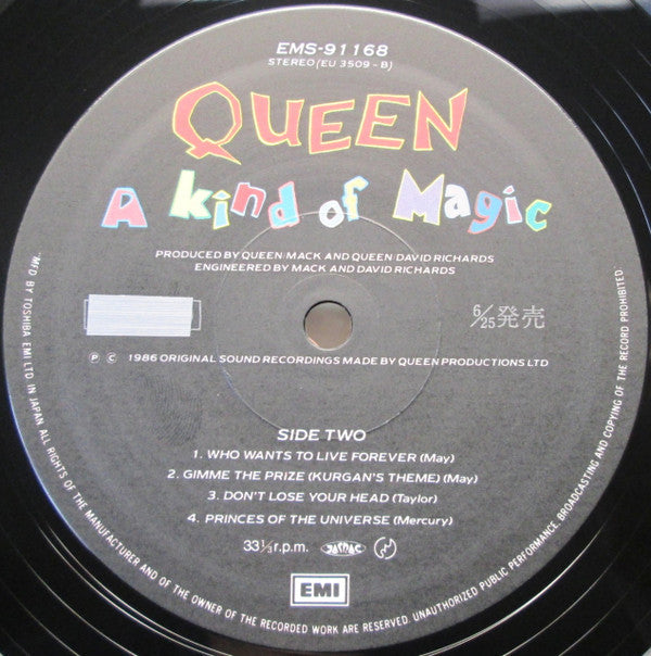 Queen - A Kind Of Magic (Vinyl, LP, Album, Promo) Near Mint (NM or M-) / Very Good Plus (VG+)