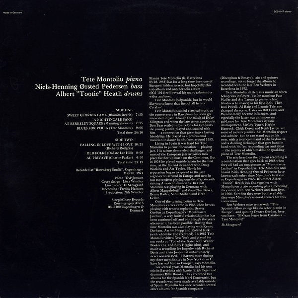 Tete Montoliu Trio - Catalonian Fire (Vinyl, LP, Album) Very Good (VG) / Good Plus (G+)