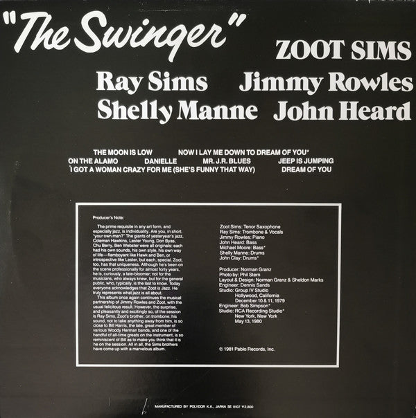 Zoot Sims - The Swinger (Vinyl, LP, Album, Stereo) Near Mint (NM or M-) / Very Good Plus (VG+)