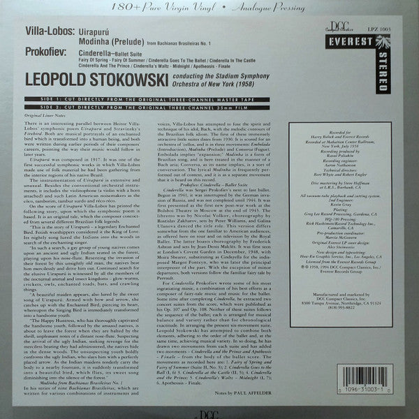 Heitor Villa-Lobos - Uirapurú , Modinha (Prelude) , Cinderella (Ballet Suite) (Vinyl, LP, Album, Reissue, Remastered, Stereo) Mint (M) / Mint (M)