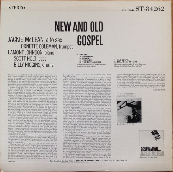 Jackie McLean - New And Old Gospel (Vinyl, LP, Album, Reissue, Stereo) Very Good (VG) / Very Good (VG)