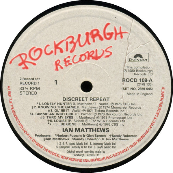 Iain Matthews - Discreet Repeat (2xVinyl, LP, Compilation, Stereo) Very Good (VG) / Good Plus (G+)