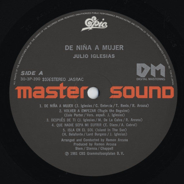 Julio Iglesias - De Niña A Mujer = イザベラの瞳 (Vinyl, LP, Album, Stereo) Very Good Plus (VG+) / Near Mint (NM or M-)