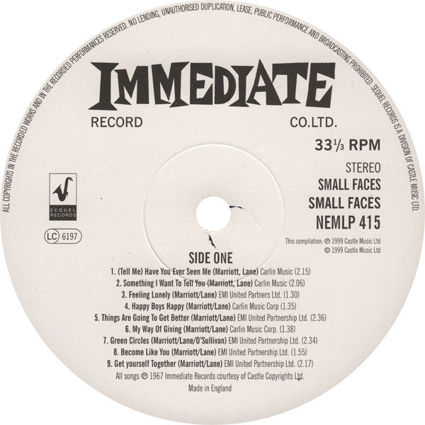 Small Faces - Small Faces (Vinyl, Vinyl, LP, Reissue, Remastered, Stereo, 7", Single Sided) Very Good Plus (VG+) / Very Good Plus (VG+)