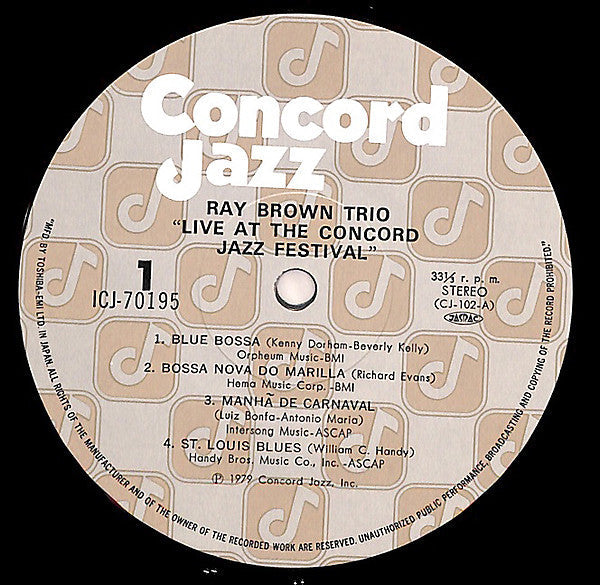 Ray Brown Trio - Live At The Concord Jazz Festival 1979 (Vinyl, LP,...