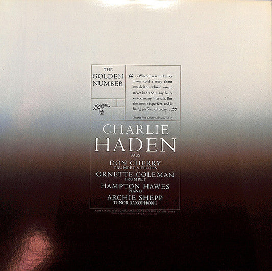 Charlie Haden - The Golden Number (Vinyl, LP, Album) Near Mint (NM or M-) / Very Good Plus (VG+)