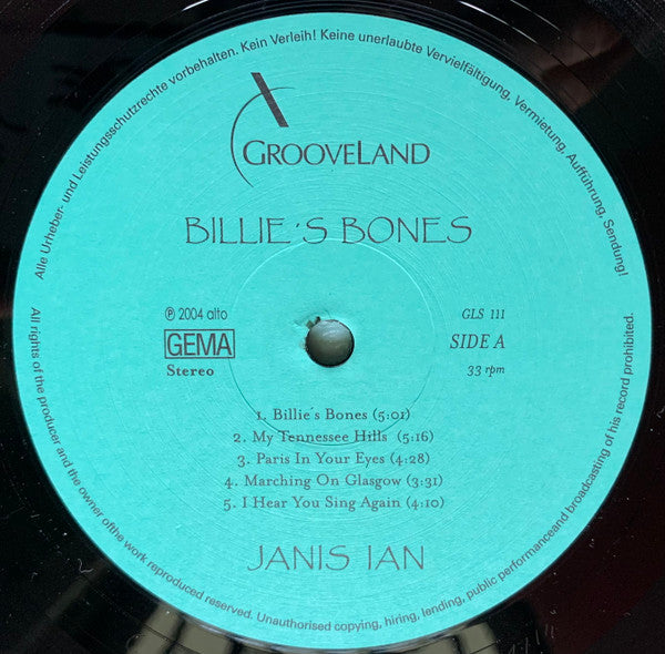 Janis Ian - Billie's Bones (Vinyl, Vinyl, LP, Album, 12", 45 RPM, Stereo) Very Good Plus (VG+) / Near Mint (NM or M-)