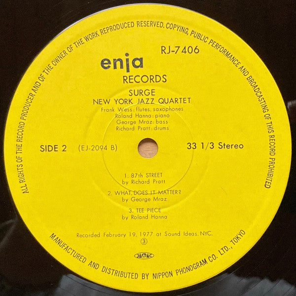 New York Jazz Quartet - Surge (Vinyl, LP, Album, Limited Edition, Reissue) Very Good Plus (VG+) / Very Good Plus (VG+)