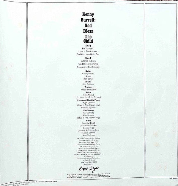 Kenny Burrell - God Bless The Child (Vinyl, LP, Album, Limited Edit...