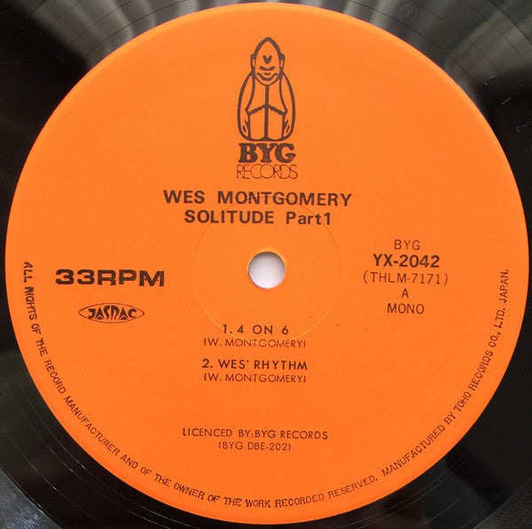 Wes Montgomery - Solitude Part 1 (Vinyl, LP, Album, Mono) Very Good Plus (VG+) / Very Good Plus (VG+)