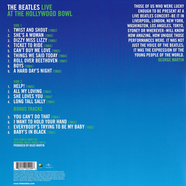 The Beatles - Live At The Hollywood Bowl (Vinyl, LP, Album, Remastered) Mint (M) / Mint (M)