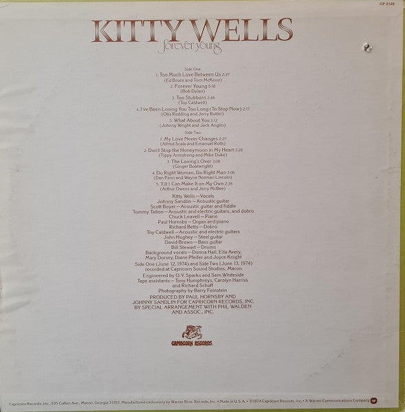 Kitty Wells - Forever Young (Vinyl, LP, Album) Very Good Plus (VG+) / Very Good Plus (VG+)
