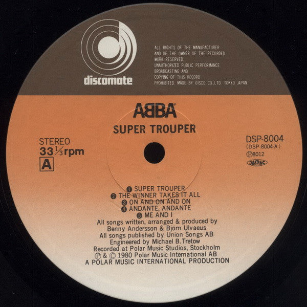 ABBA - Super Trouper (Vinyl, LP, Album, Stereo) Very Good Plus (VG+) / Very Good Plus (VG+)