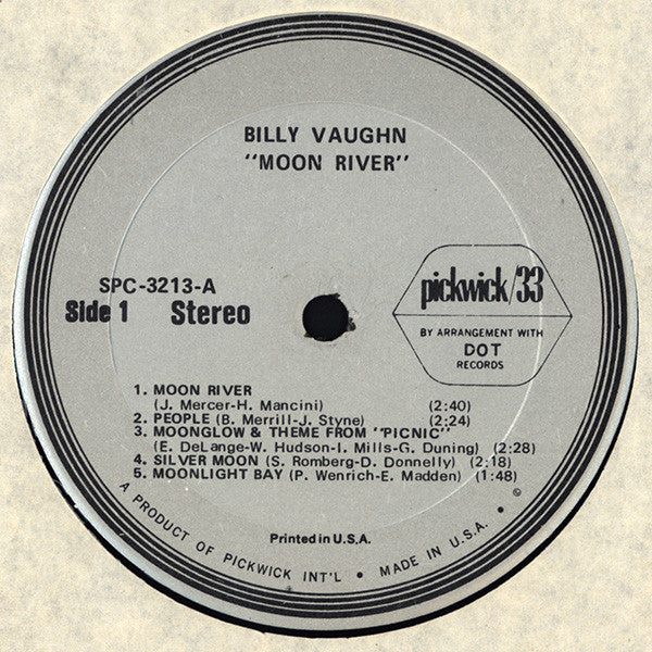 Billy Vaughn - Moon River (Vinyl, LP, Compilation) Very Good Plus (VG+) / Good (G)