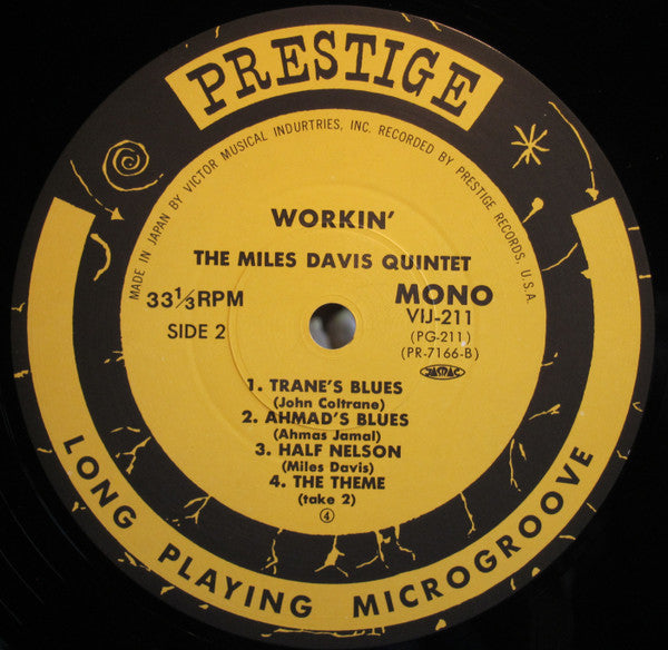 The Miles Davis Quintet - Workin' With The Miles Davis Quintet (Vinyl, LP, Album, Mono, Reissue) Near Mint (NM or M-) / Near Mint (NM or M-)