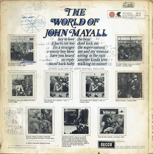 John Mayall - The World Of John Mayall (Vinyl, LP, Compilation, Mono) Very Good (VG) / Very Good (VG)