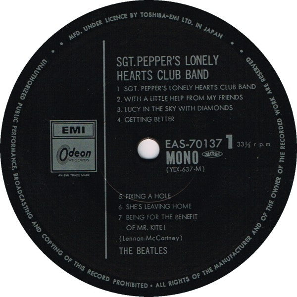 The Beatles - Sgt. Pepper's Lonely Hearts Club Band (Vinyl, LP, Album, Mono, Reissue) Near Mint (NM or M-) / Very Good (VG)
