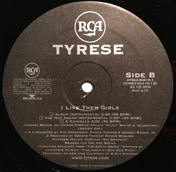 Tyrese - I Like Them Girls (Vinyl, 12", 33 ⅓ RPM, Single) Good Plus (G+) / Good Plus (G+)