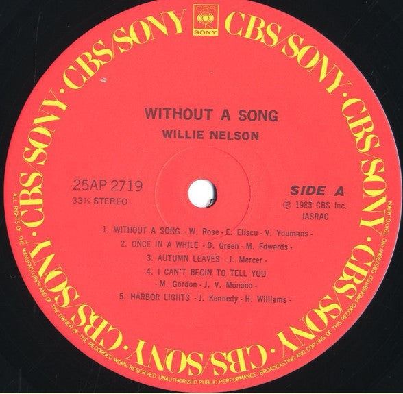 Willie Nelson - Without A Song (Vinyl, LP, Album, Stereo)