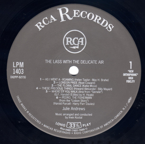 Julie Andrews - The Lass With The Delicate Air (Vinyl, LP, Album, Limited Edition, Mono) Very Good Plus (VG+) / Near Mint (NM or M-)
