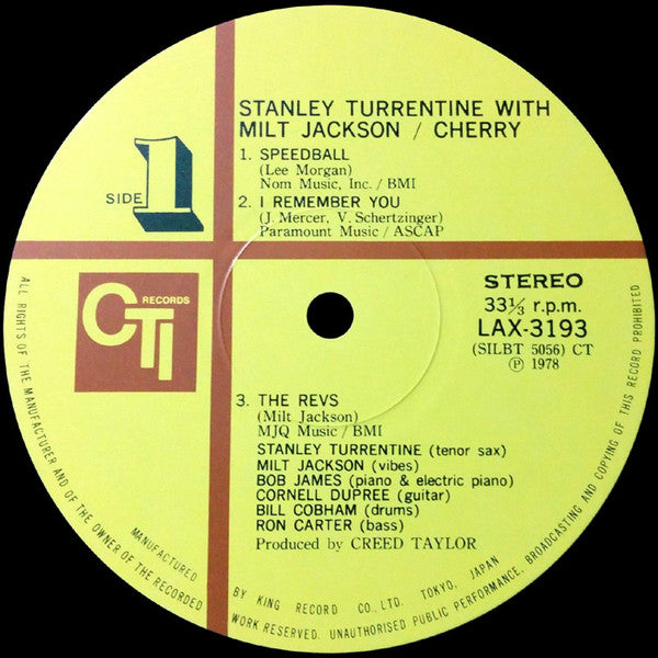 Stanley Turrentine - Cherry (Vinyl, LP, Album, Limited Edition, Reissue, Stereo) Very Good Plus (VG+) / Very Good Plus (VG+)
