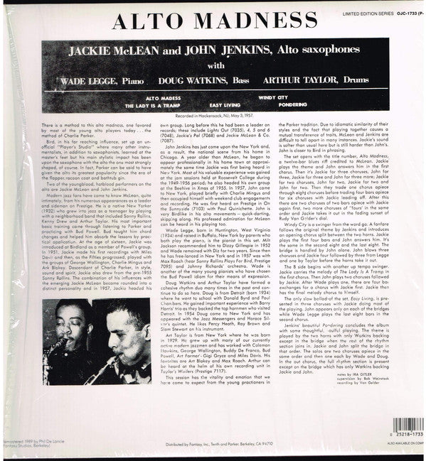 Jackie McLean - Alto Madness (Vinyl, LP, Album, Reissue, Stereo)