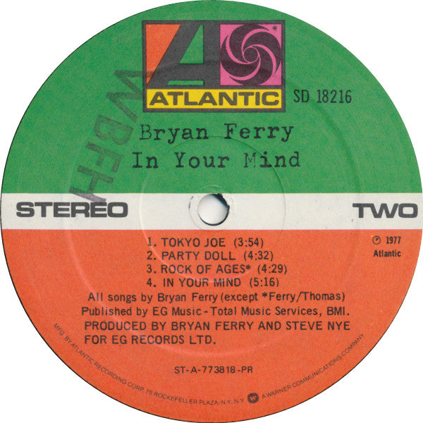 Bryan Ferry - In Your Mind (Vinyl, LP, Album, Stereo) Very Good (VG) / Very Good Plus (VG+)