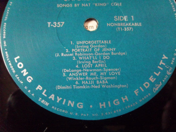 Nat King Cole - Unforgettable (Vinyl, LP, Album, Repress, Mono) Good Plus (G+) / Good (G)