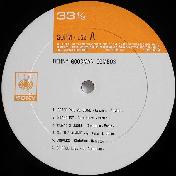 Benny Goodman - Benny Goodman Combos (Quintet, Sextet, Septet) (Vinyl, LP, Compilation, Reissue, Mono) Very Good Plus (VG+) / Very Good Plus (VG+)