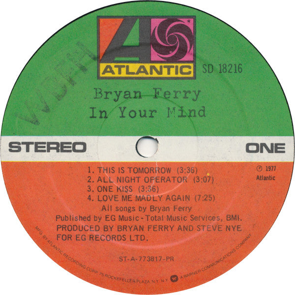 Bryan Ferry - In Your Mind (Vinyl, LP, Album, Stereo) Very Good (VG) / Very Good Plus (VG+)