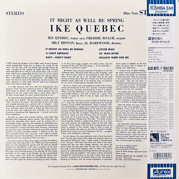 Ike Quebec - It Might As Well Be Spring (Vinyl, LP, Album, Reissue, Stereo) Near Mint (NM or M-) / Near Mint (NM or M-)