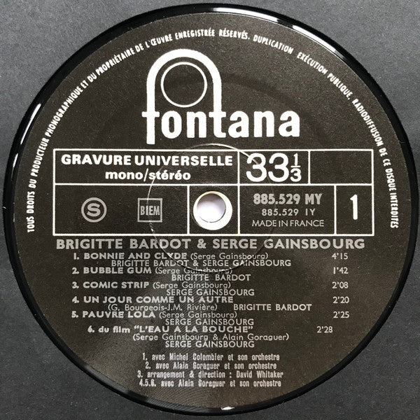 Brigitte Bardot - Bonnie And Clyde (Vinyl, LP, Compilation, Reissue, Unofficial Release) Very Good (VG) / Very Good Plus (VG+)