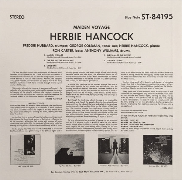 Herbie Hancock - Maiden Voyage (Vinyl, LP, Album, Reissue, Stereo) Very Good Plus (VG+) / Very Good Plus (VG+)