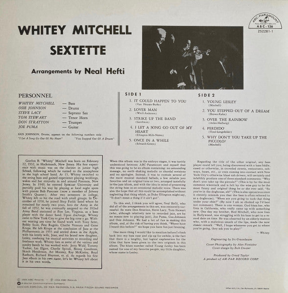 Whitey Mitchell Sextette - Whitey Mitchell Sextette (Vinyl, LP, Album, Reissue, Stereo) Very Good Plus (VG+) / Very Good (VG)