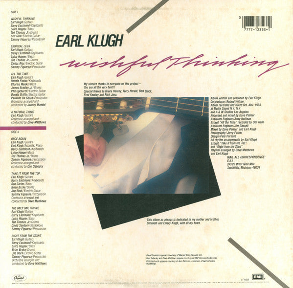 Earl Klugh - Wishful Thinking (Vinyl, LP, Album) Very Good (VG) / Very Good (VG)