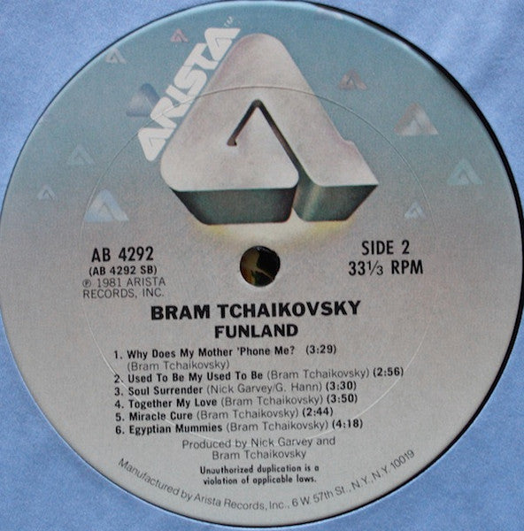 Bram Tchaikovsky - Funland (Vinyl, LP, Album) Good Plus (G+) / Very Good Plus (VG+)
