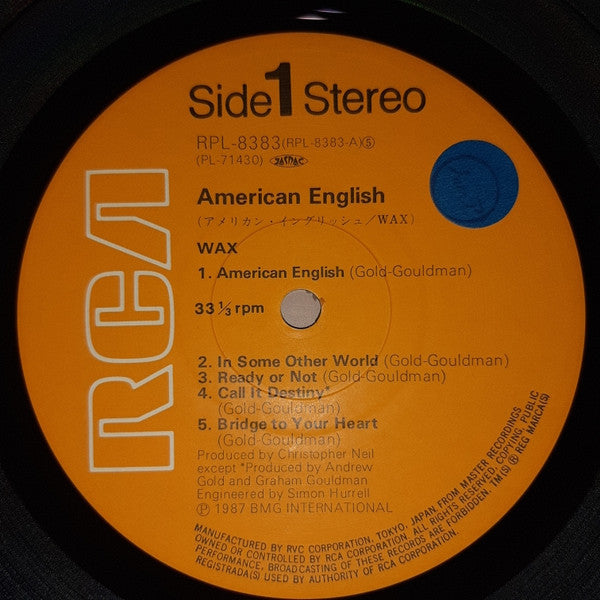 Wax (6) - American English (Vinyl, LP, Album) Very Good Plus (VG+) / Very Good Plus (VG+)