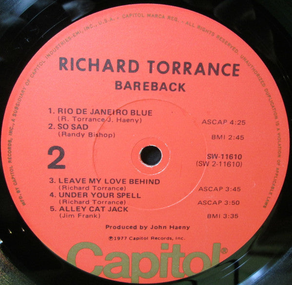 Richard Torrance - Bareback (Vinyl, LP, Album) Very Good (VG) / Very Good Plus (VG+)