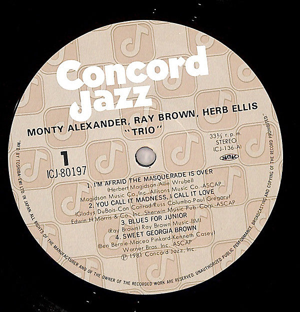 Monty Alexander - Trio (Vinyl, LP, Album, Stereo) Very Good Plus (VG+) / Very Good Plus (VG+)